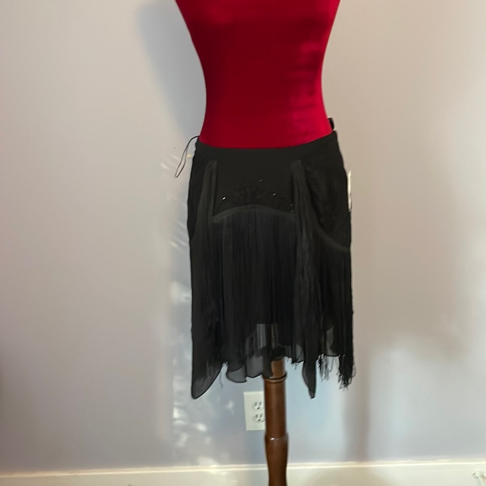 Black free people, fringe skirt, size 4 new with tags